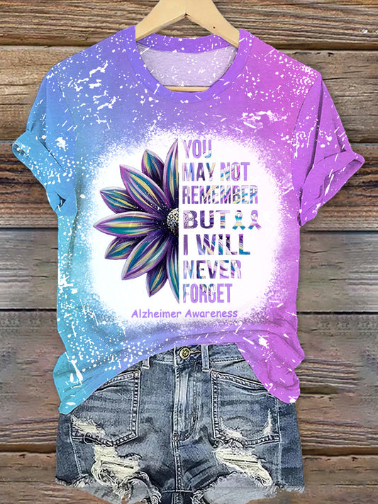 Women's Alzheimer's Disease You May Not Remember but I Will Never Forget T-Shirt gracestitchs
