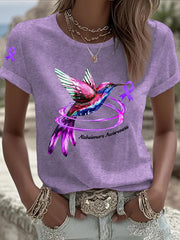 Women's Alzheimer's Awareness Purple Ribbon Print Casual T-Shirt gracestitchs