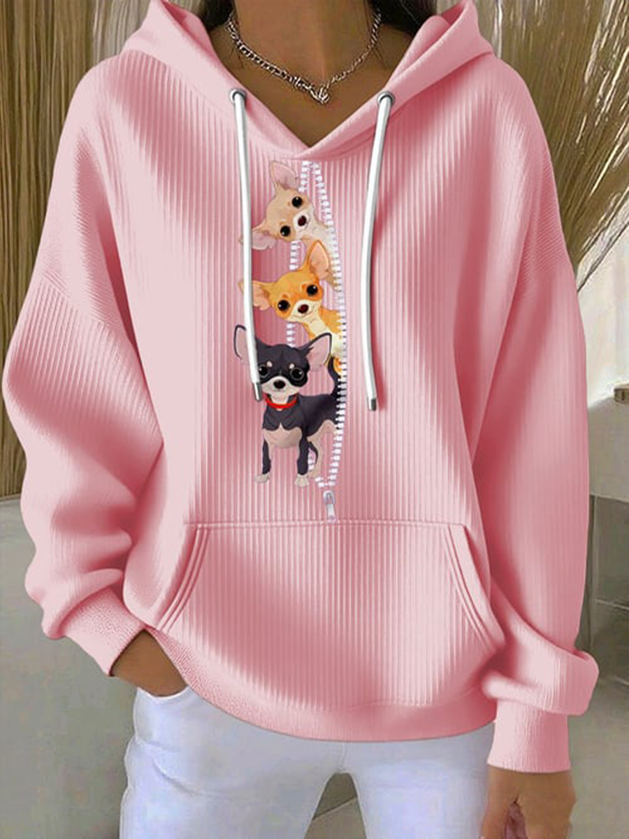 Women's Chihuahuas Print Casual Hoodie gracestitchs