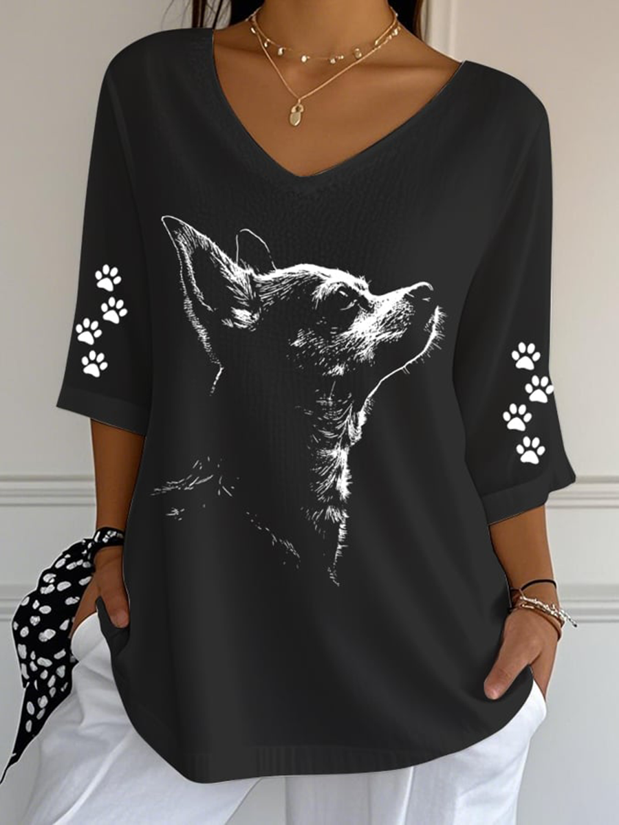 Women's Chihuahuas Print Casual T-shirt gracestitchs