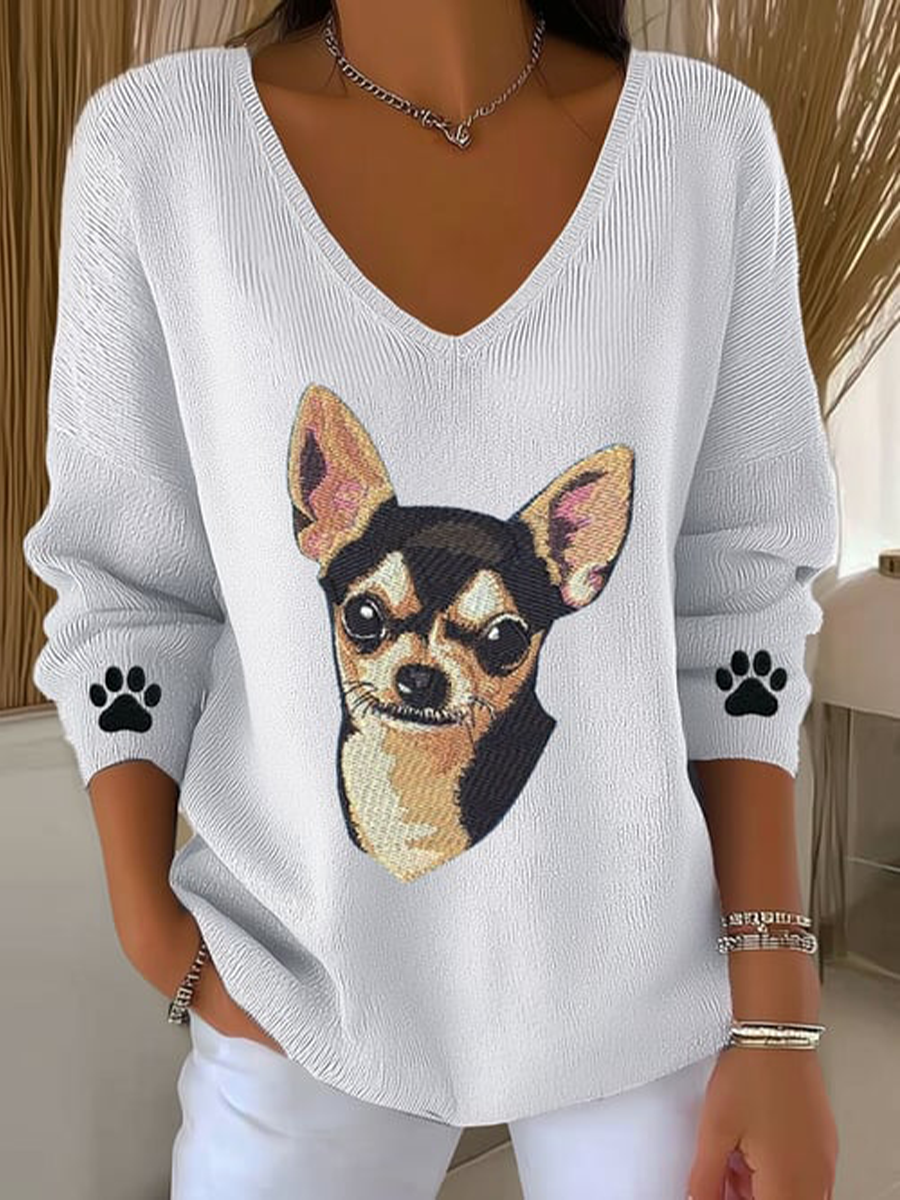 Women's Cute Dog Long Sleeve Top gracestitchs