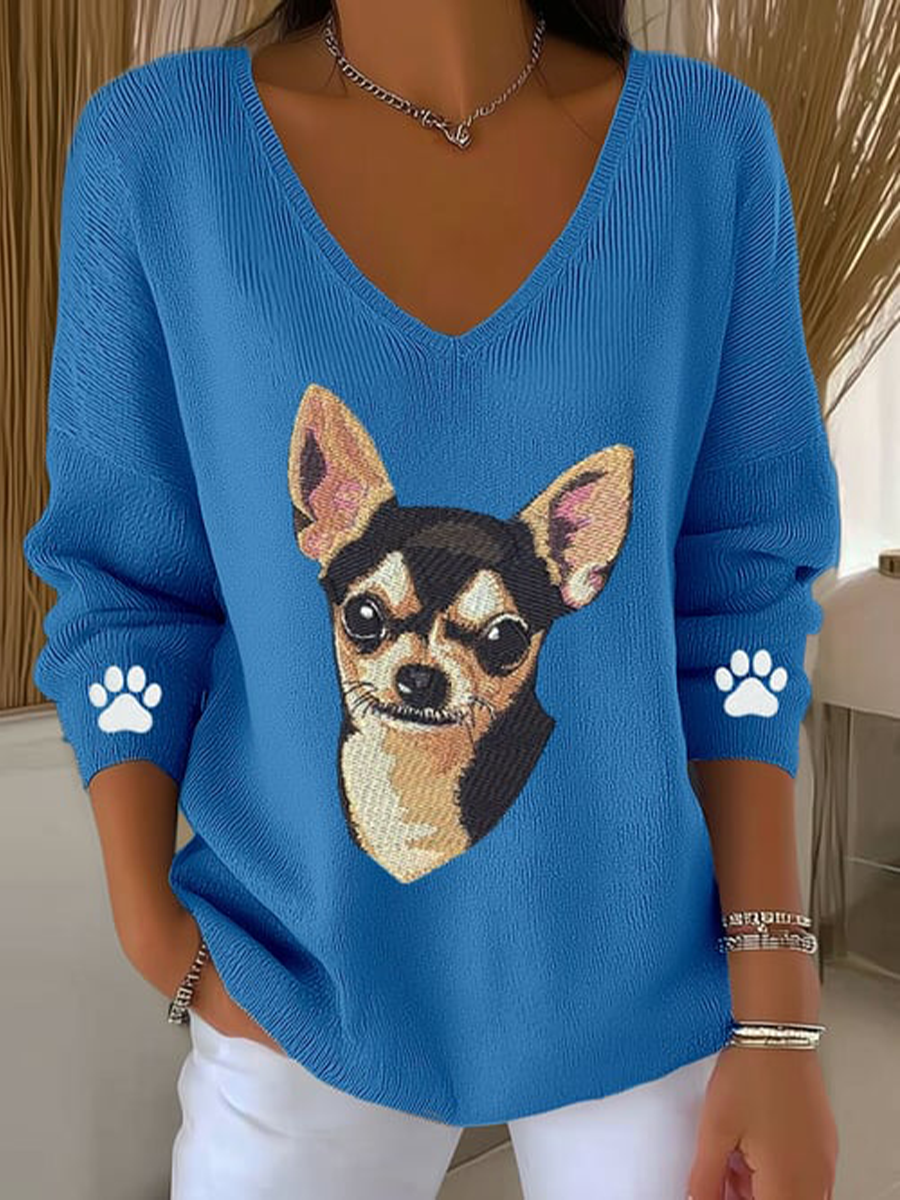 Women's Cute Dog Long Sleeve Top gracestitchs