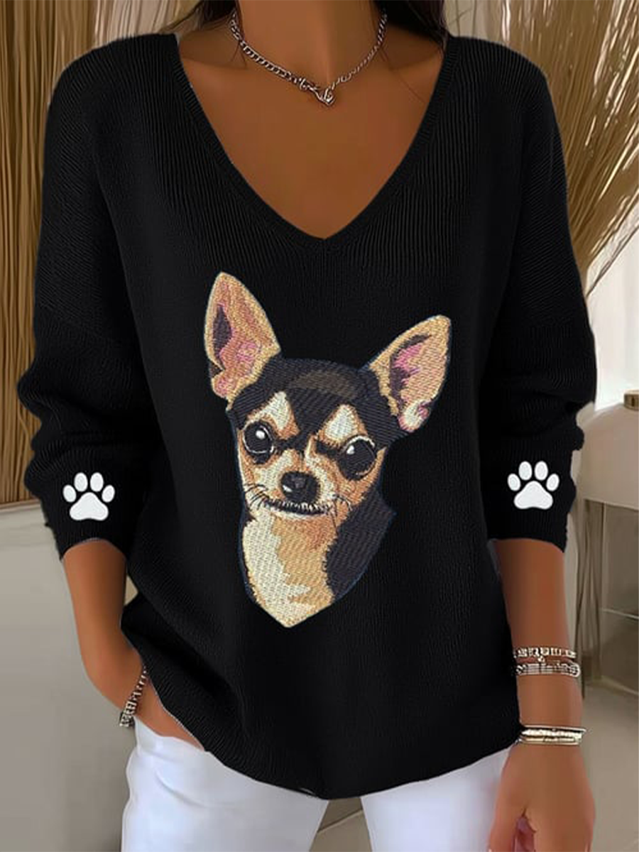 Women's Cute Dog Long Sleeve Top gracestitchs