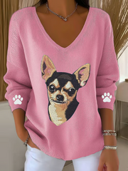 Women's Cute Dog Long Sleeve Top gracestitchs