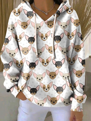 Women's Cute Dog Print Casual Hoodie gracestitchs
