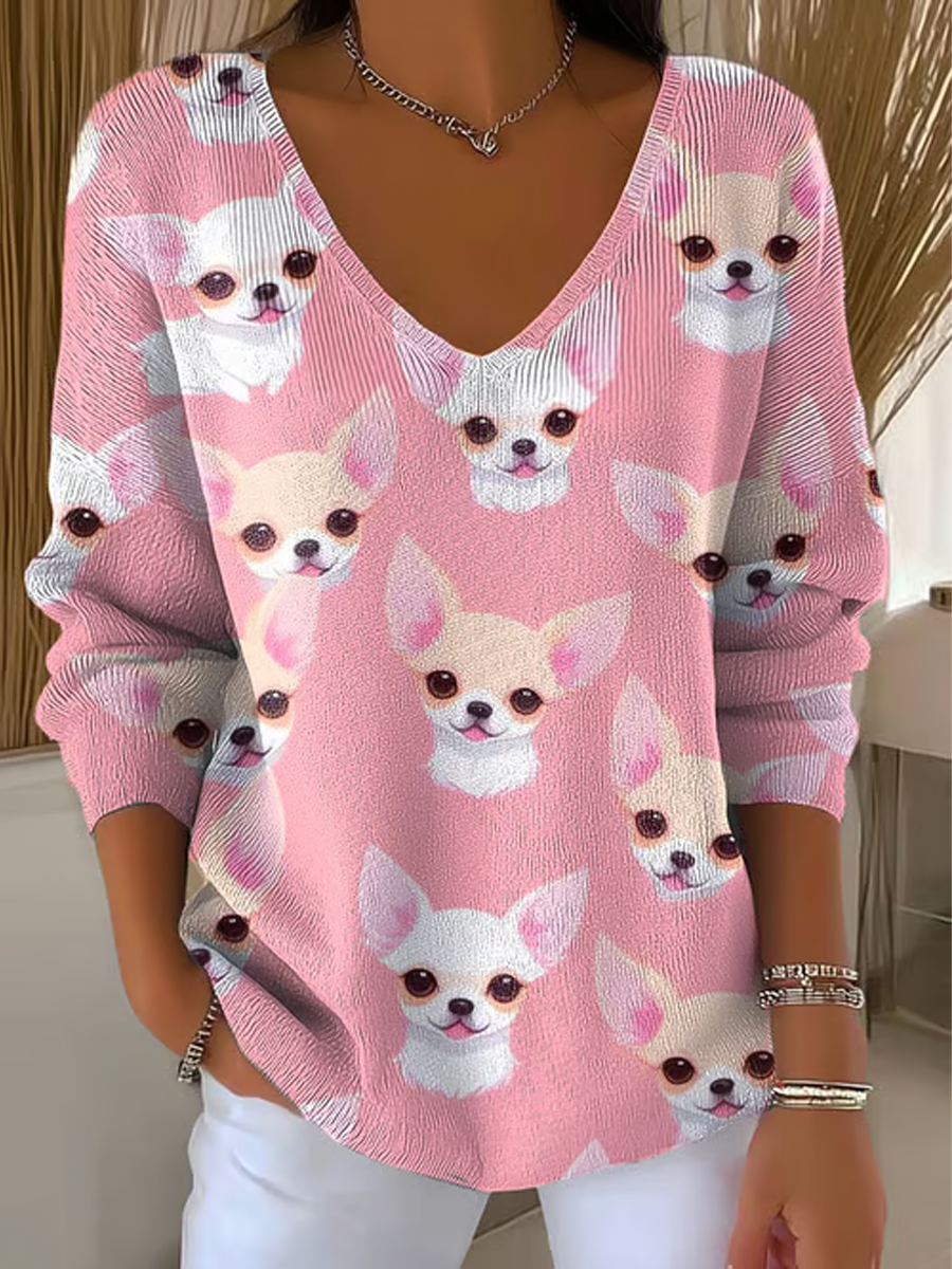 Women's Chihuahuas Print Casual Top gracestitchs