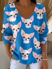 Women's Chihuahuas Print Casual Top gracestitchs