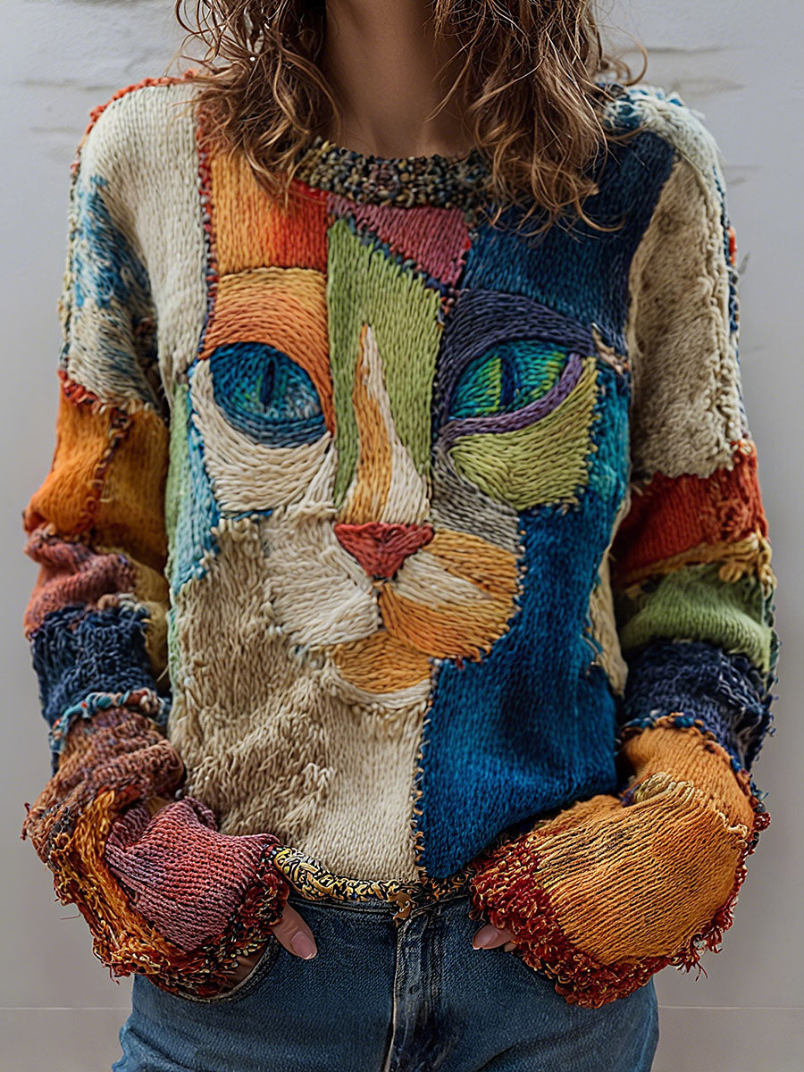 Women's Cat Print Tops gracestitchs