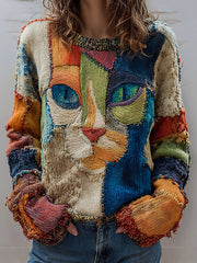 Women's Cat Print Tops gracestitchs
