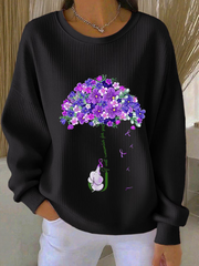 Women's purple floral casual sweatshirt gracestitchs