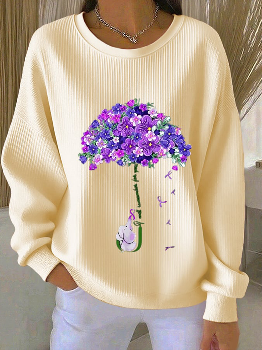 Women's purple floral casual sweatshirt gracestitchs