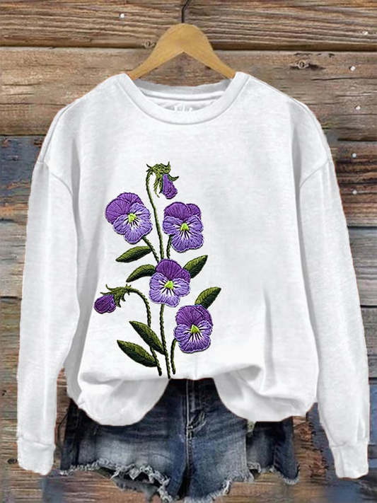 Women's Purple Flower Alzheimer's Awareness Support Sweatshirt gracestitchs