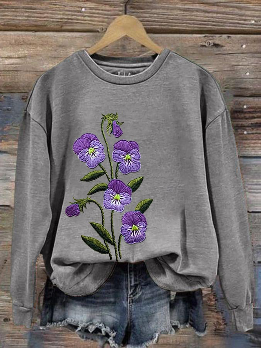 Women's Purple Flower Alzheimer's Awareness Support Sweatshirt gracestitchs