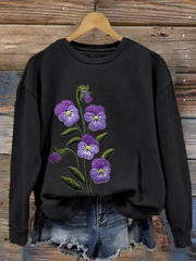 Women's Purple Flower Alzheimer's Awareness Support Sweatshirt gracestitchs