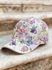 Unisex Casual Purple Butterfly And Floral Hat gracestitchs