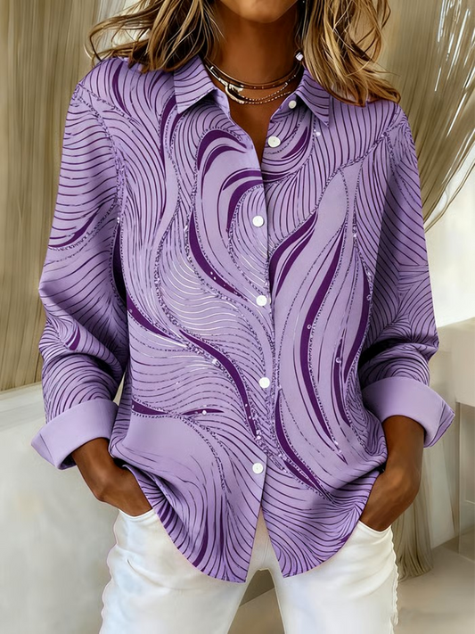 Women's Casual Purple Artistic Geometric Thick Shirt gracestitchs