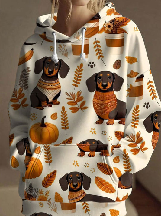 Women's Pumpkin Sausage Dog Hoodie gracestitchs