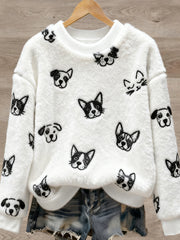 Women's Cute Animal Art Print Casual Flannel Sweater