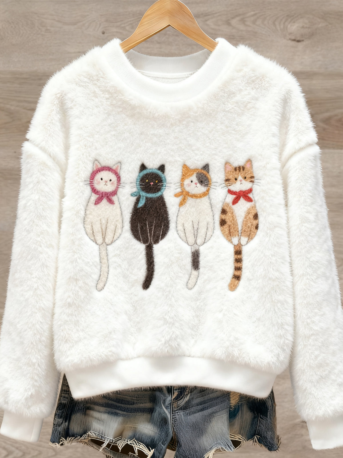 Women's Cute Animal Art Print Casual Flannel Sweater