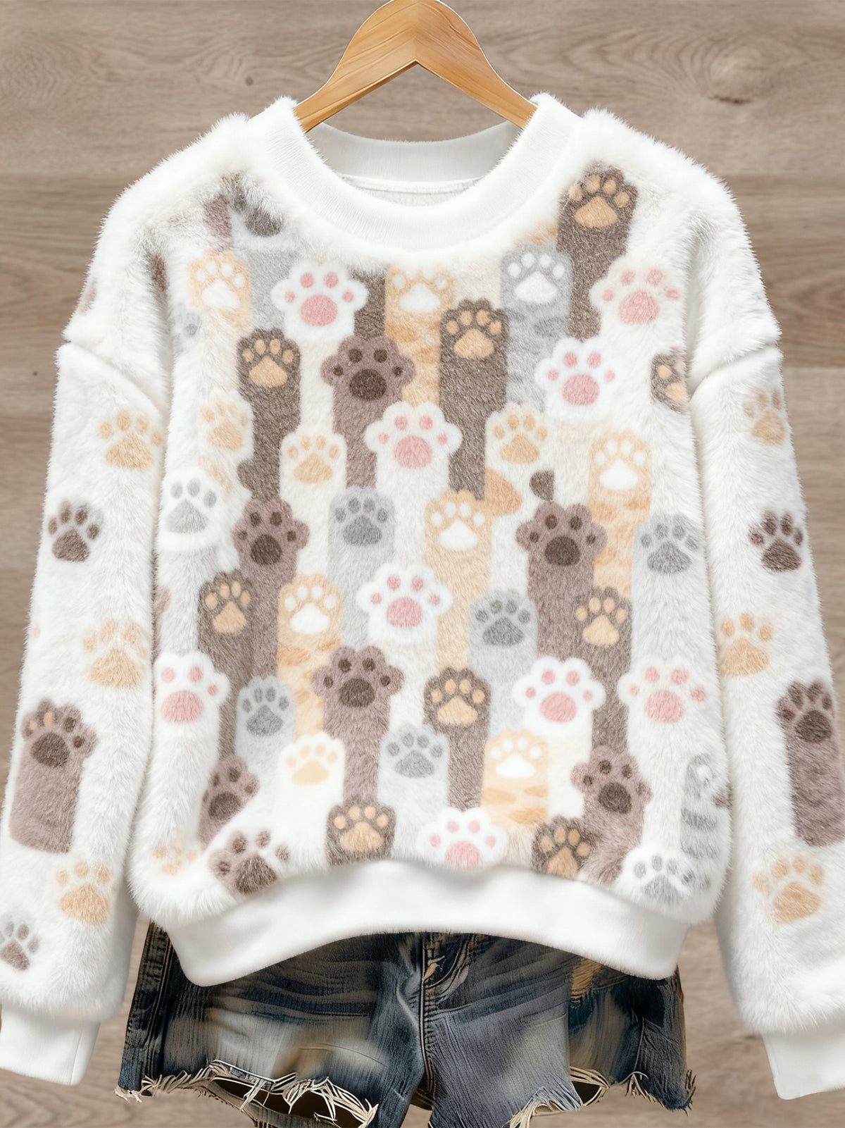 Women's Cute Animal Art Print Casual Flannel Sweater