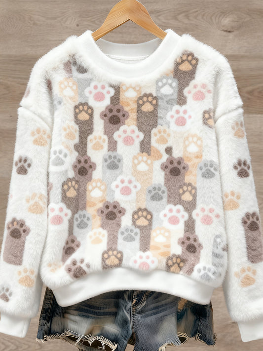 Women's Cute Animal Art Print Casual Flannel Sweater