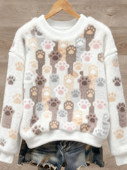 Women's Cute Animal Art Print Casual Flannel Sweater