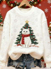 Women's Christmas Cute Animal Art Print Casual Flannel Sweater