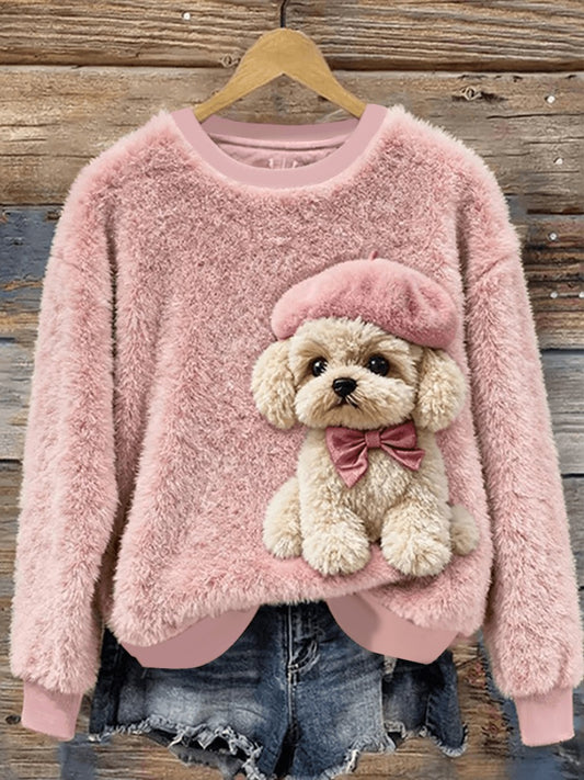 Women's Cute Animal Art Flannel Hoodie