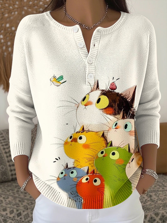 Women's Cute Animal Print Knit Top