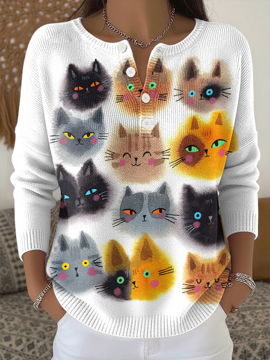 Women's Cute Animal Print Knit Top