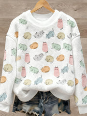 Women's Cute Animal Art Print Casual Flannel Sweater