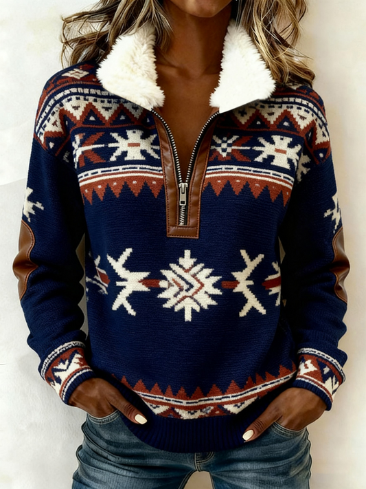 Women's Vintage Western Printed Casual Composite Fleece Hoodie gracestitchs