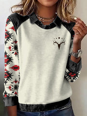 Women's Casual Aztec Patchwork Sweatshirt gracestitchs