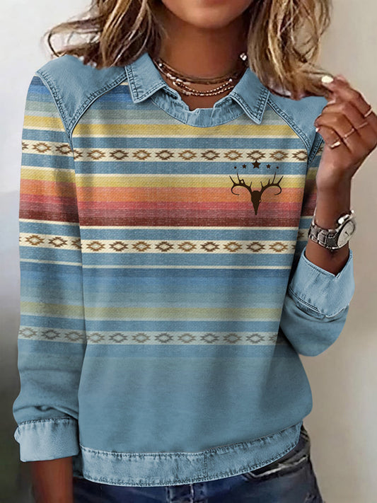 Women's Casual Aztec Patchwork Sweatshirt gracestitchs