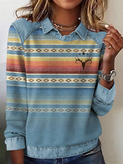 Women's Casual Aztec Patchwork Sweatshirt gracestitchs