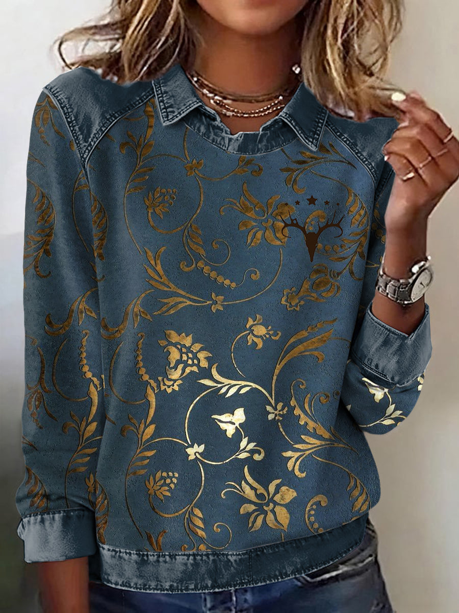 Women's Casual Aztec Patchwork Sweatshirt gracestitchs