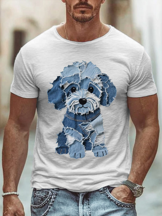 Men's Cute Dog Patchwork Art T-Shirt