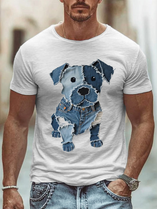 Men's Cute Dog Patchwork Art T-Shirt