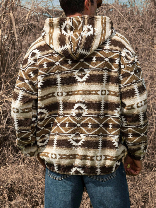 Men's Vintage Western Printed Casual Hoodie