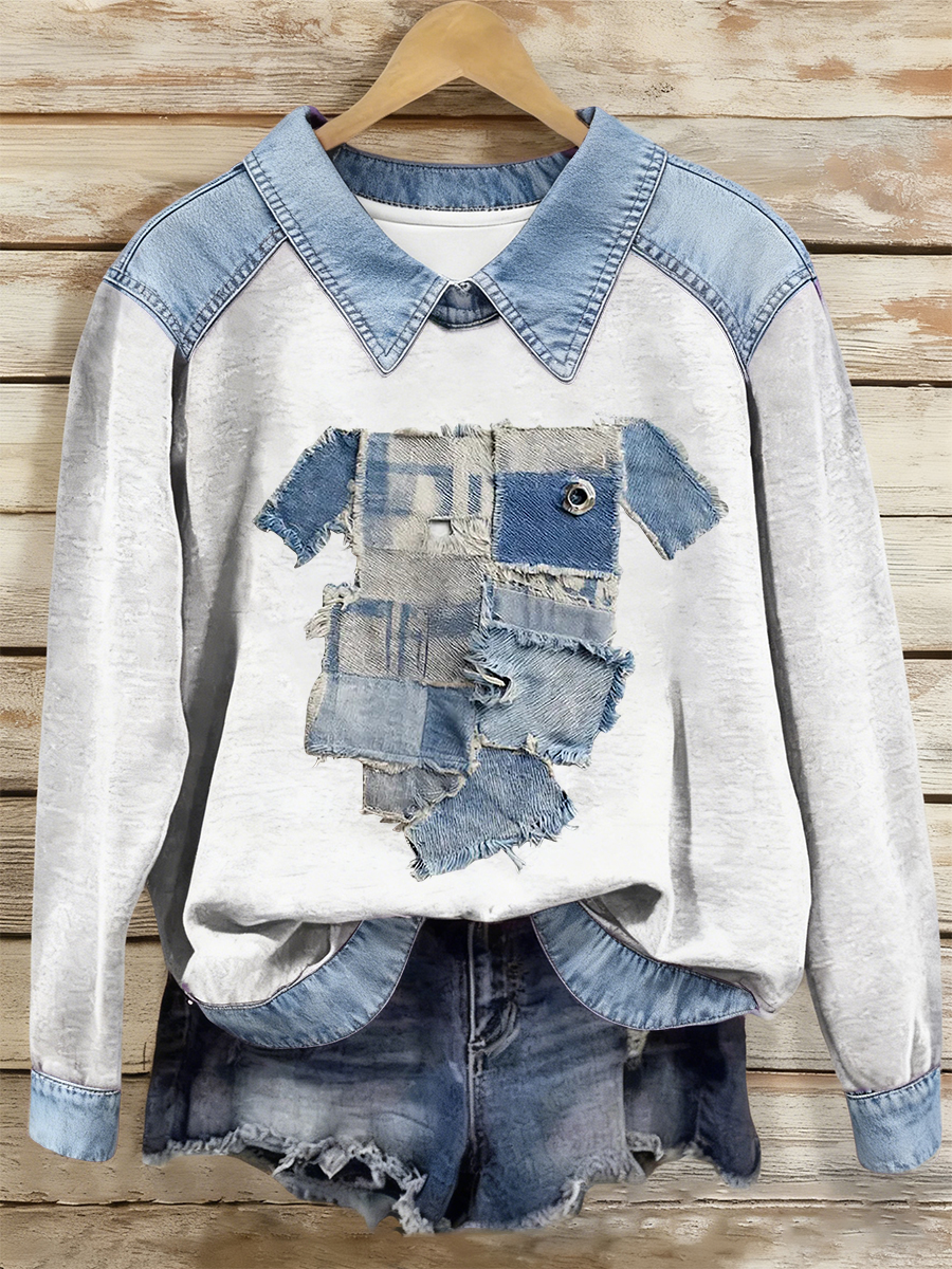 Women's Dog Art Print Casual Top gracestitchs