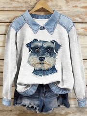 Women's Dog Art Print Casual Top gracestitchs