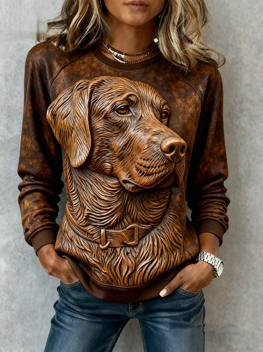 Women's Art Dog Printed Sweatshirt