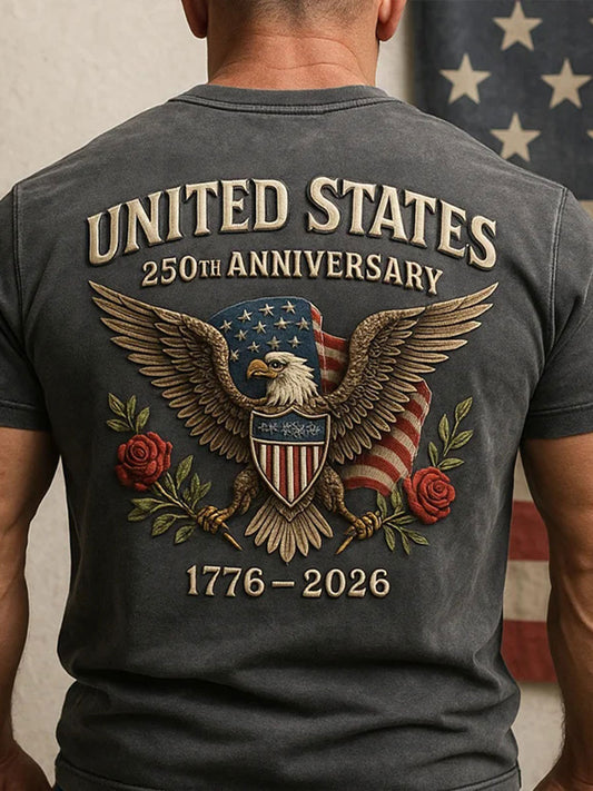 Men's American 250th Anniversary Print Casual T-shirt