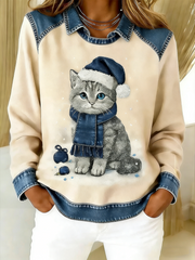 Women's Retro Animal Art Print Comfortable Sweatshirt gracestitchs