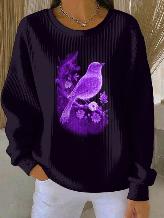 Women's Purple Art Print Casual Sweatshirt