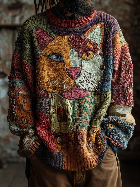 Men's Cat Art Vintage Tops gracestitchs