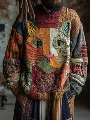Men's Cat Art Vintage Tops gracestitchs