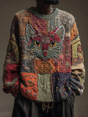 Men's Cat Art Vintage Tops gracestitchs