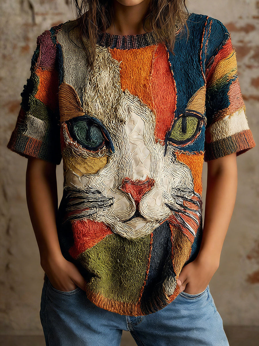 Women's Artistic Cat Vintage Tops gracestitchs