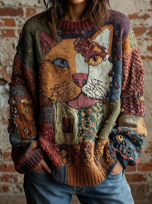 Women's Artistic Cat Vintage Tops gracestitchs